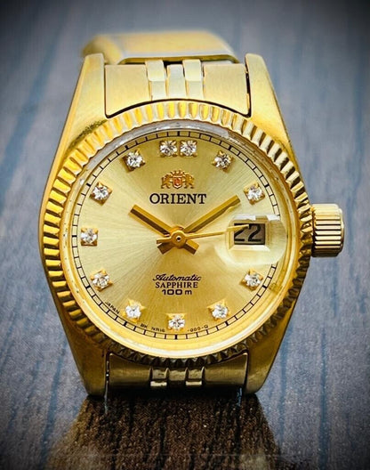 Beautiful Orient President Diamond Dial Automatic Ladies Watch 100m, Perfect - Grab A Watch Co