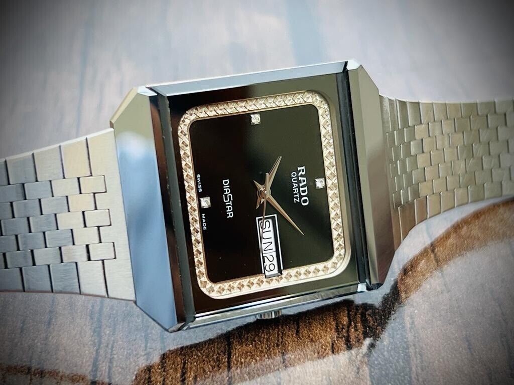 Beautiful Rado Diastar 31mm Diamond Black Dial Slim Quartz Mens Watch Swiss - Grab A Watch Co
