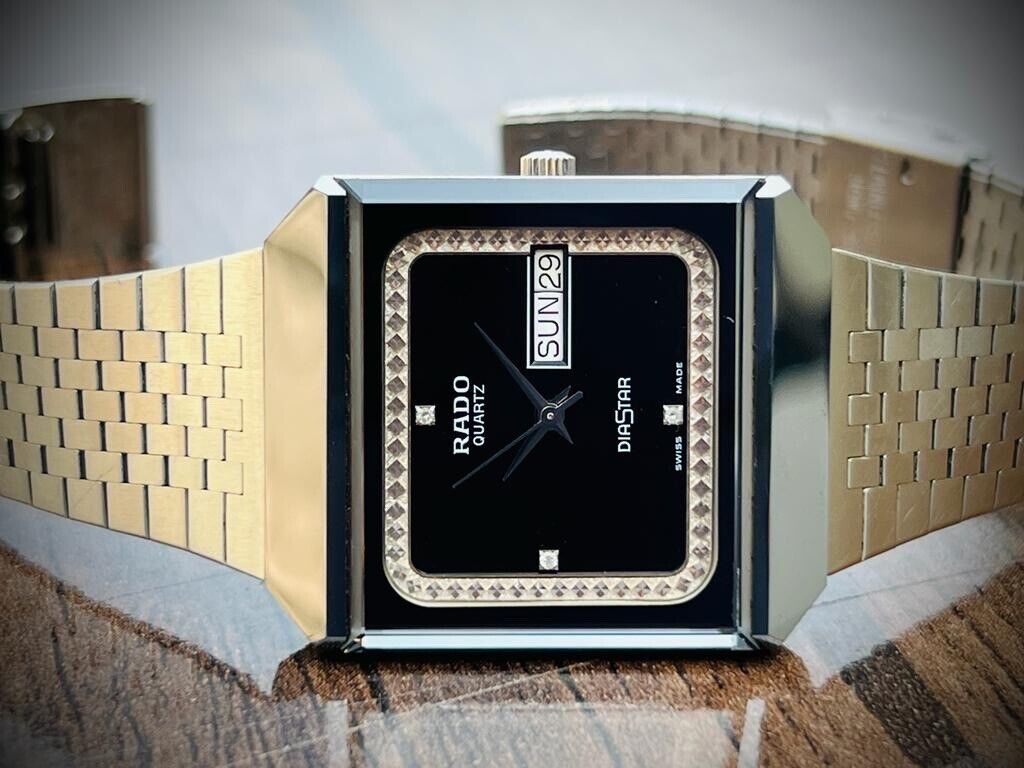 Beautiful Rado Diastar 31mm Diamond Black Dial Slim Quartz Mens Watch Swiss - Grab A Watch Co