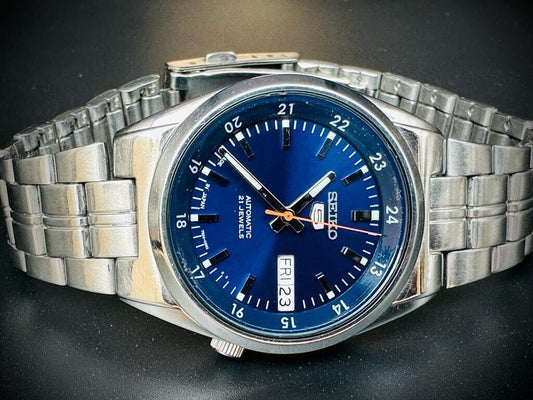 Beautiful Seiko 5 Blue dial Automatic 21 Jewels 36mm Ref:7s26/02C0 Made in Japan - Grab A Watch Co