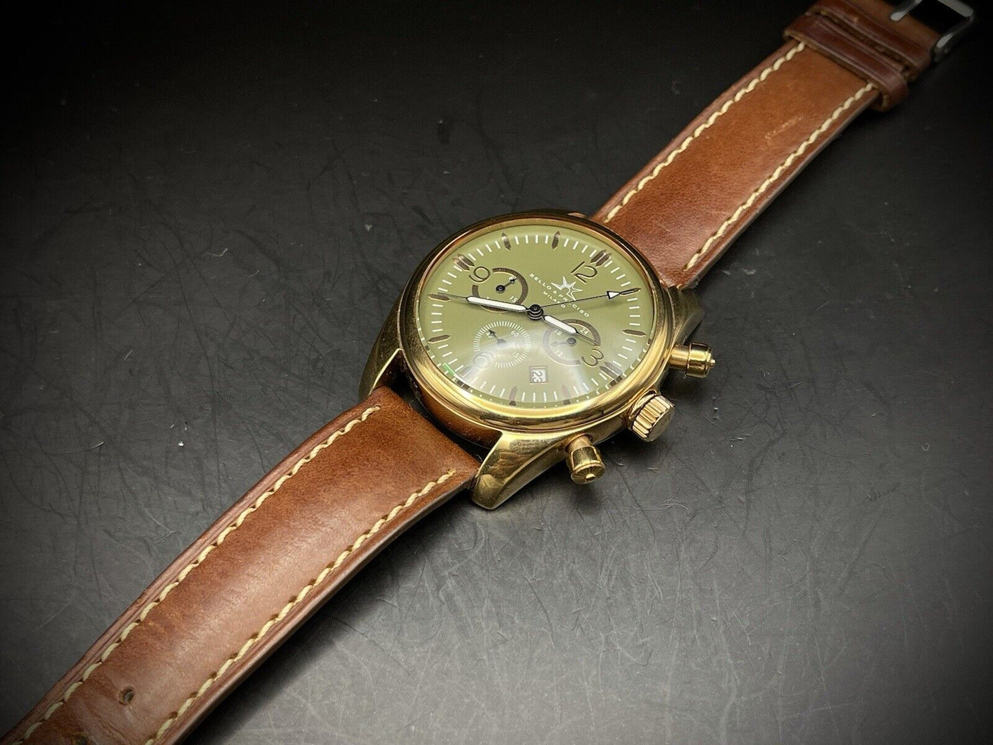 Bello & Preciso Milano Italain Mens Watch Chronograph Green NOS Quartz 40mm - Grab A Watch Co