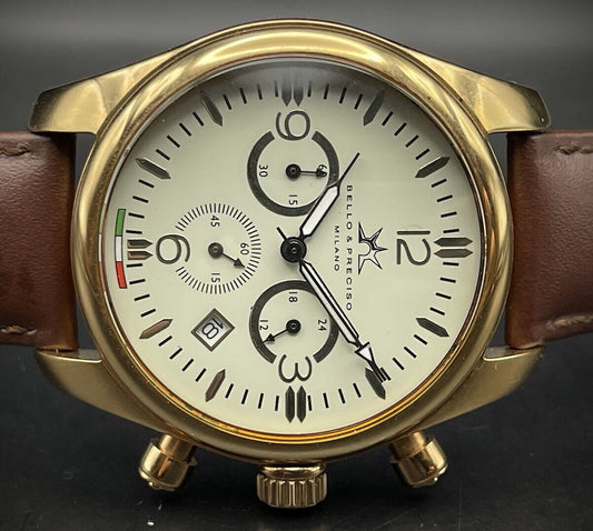 Bello & Preciso Milano Italain Mens Watch Chronograph Rare Dial NOS Quartz 40mm - Grab A Watch Co