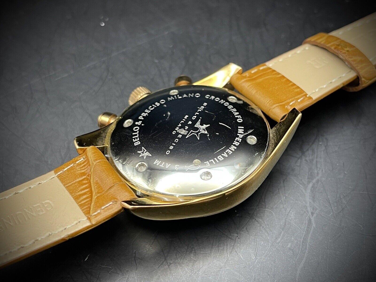 Bello & Preciso Milano Italain Mens Watch Chronograph Yellow NOS Quartz 40mm - Grab A Watch Co