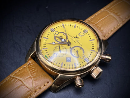 Bello & Preciso Milano Italain Mens Watch Chronograph Yellow NOS Quartz 40mm - Grab A Watch Co