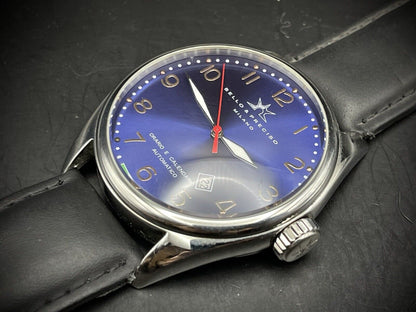 Bello & Preciso Milano Italain Mens Watch NOS Blue Dial Automatic 43mm - Grab A Watch Co
