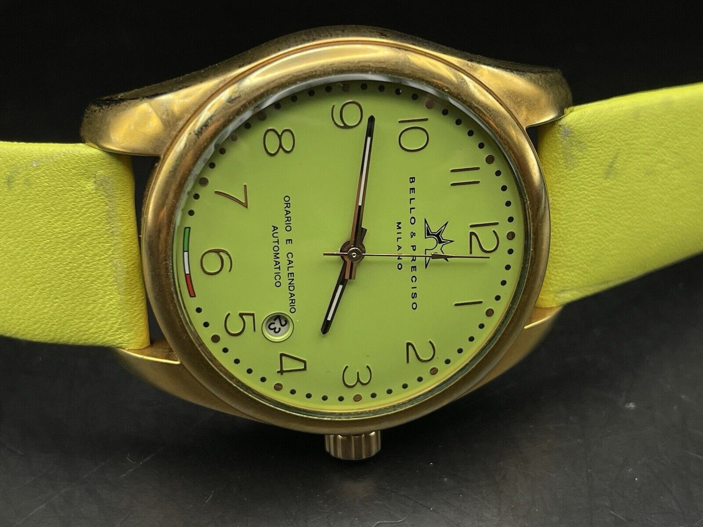 Bello & Preciso Milano Italain Mens Watch NOS Green Apple Dial Automatic 40mm - Grab A Watch Co