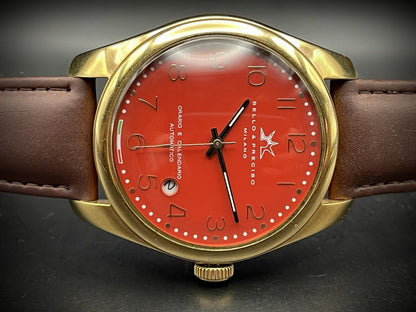 Bello & Preciso Milano Italain Mens Watch NOS Red Dial Automatic 40mm - Grab A Watch Co