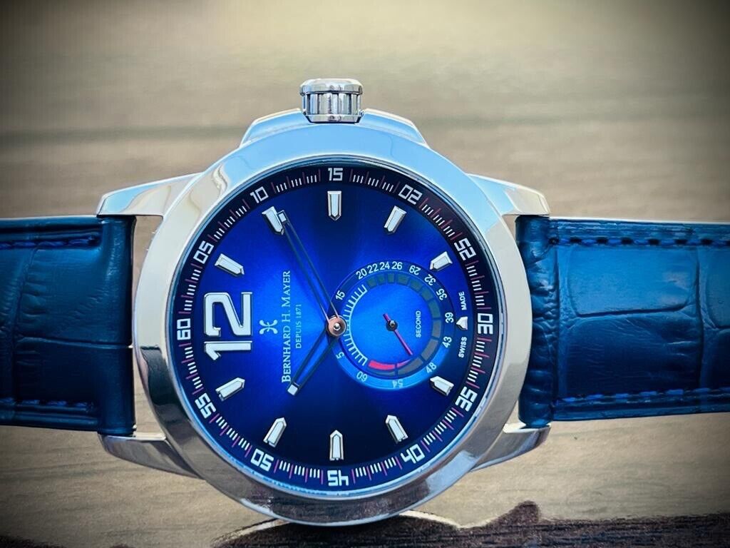 Bernhard H. Mayer Blue Drift Glider Quartz Gents Watch, Perfect, 45mm - Grab A Watch Co