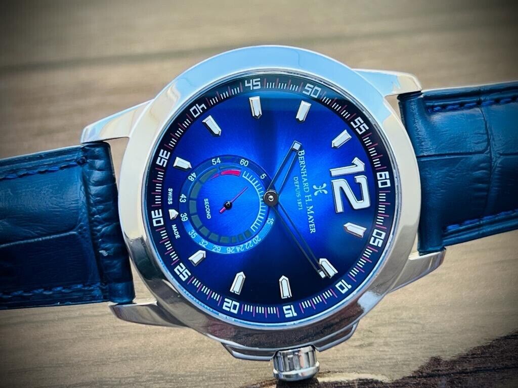 Bernhard H. Mayer Blue Drift Glider Quartz Gents Watch, Perfect, 45mm - Grab A Watch Co