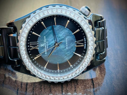 Bernhard H. Mayer La Vida MOP Dial Diamond Bezel Black Ceremic Mens Watch 38mm - Grab A Watch Co