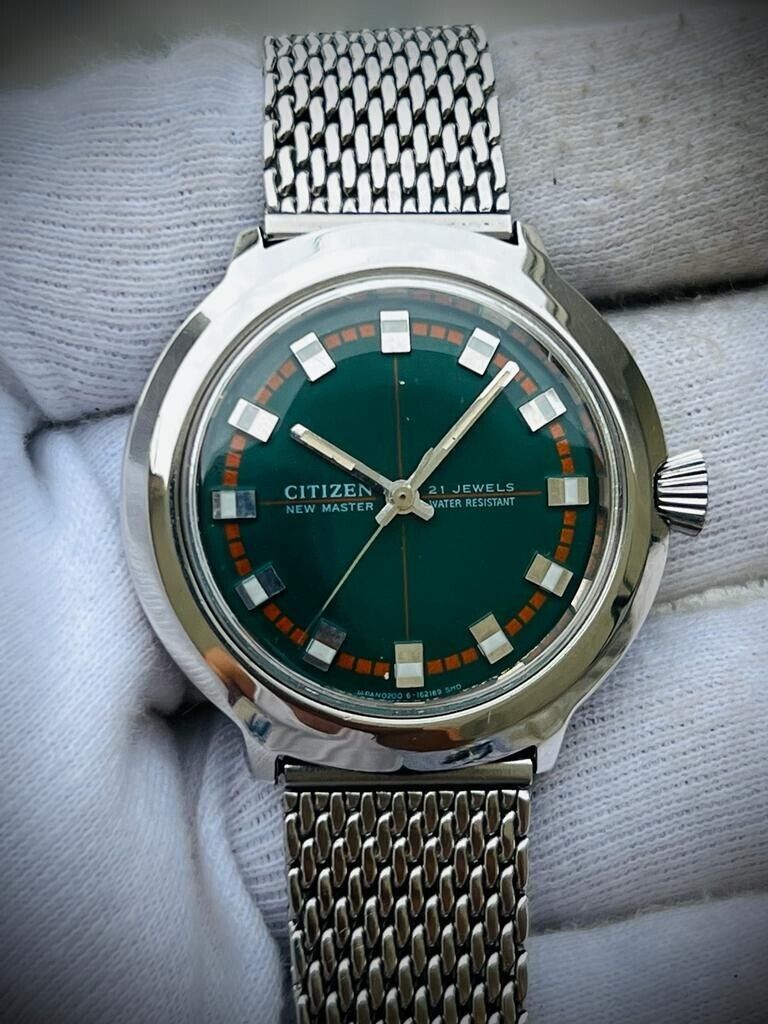 Citizen New Master Automatic Rare Green Dial 21 Jewels 40mm Made in Japan - Grab A Watch Co