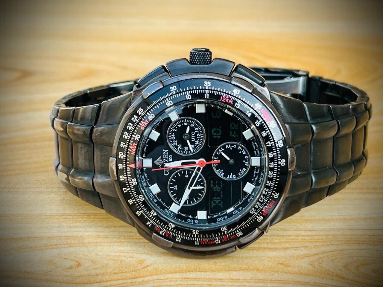 Citizen Promaster Nighthawk Black/Steel Dual Timer Digital 40mm Mens Watch RARE - Grab A Watch Co
