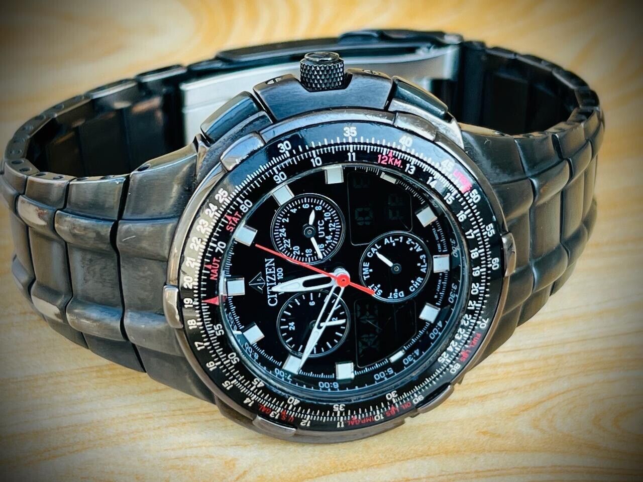 Citizen Promaster Nighthawk Black/Steel Dual Timer Digital 40mm Mens Watch RARE - Grab A Watch Co