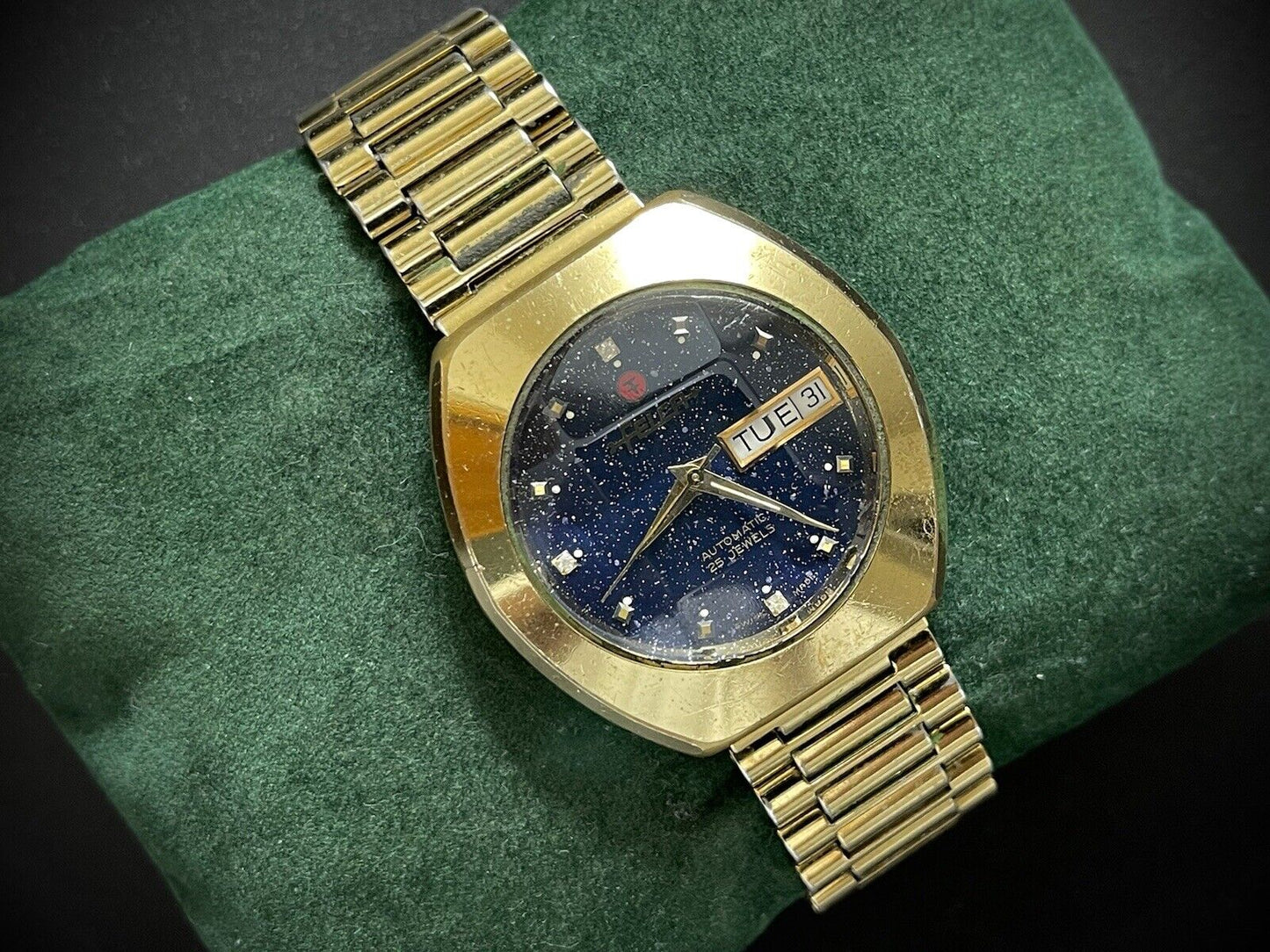 Genuine Vintage Felca Blue Galaxy Stars Dial, 35mm, Automatic Gents Watch, Swiss - Grab A Watch Co