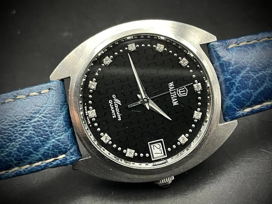 Genuine Waltham Maxim Diamond Dial Quartz 35mm Gents Watch, Swiss made, NOS - Grab A Watch Co