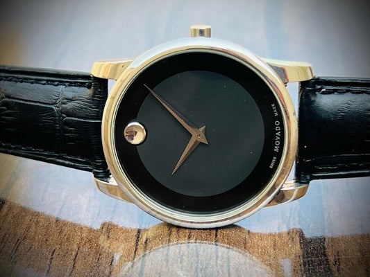Movado Black Quartz Gents Watch 40mm Swiss made Sapphire Crystal, Perfect - Grab A Watch Co