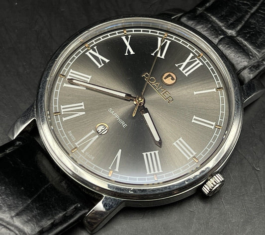NOS Roamer Sapphire Quartz Gents Watch, Swiss made, Date - Grab A Watch Co