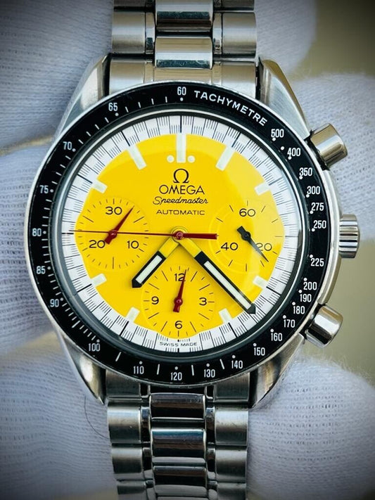 OMEGA Speedmaster Yellow Racing Michael Schumacher Watch 175.0032 Limited - Grab A Watch Co