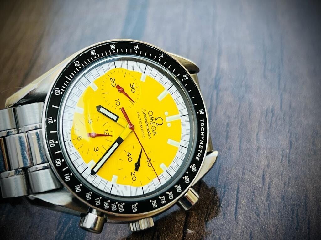 OMEGA Speedmaster Yellow Racing Michael Schumacher Watch 175.0032 Limited - Grab A Watch Co