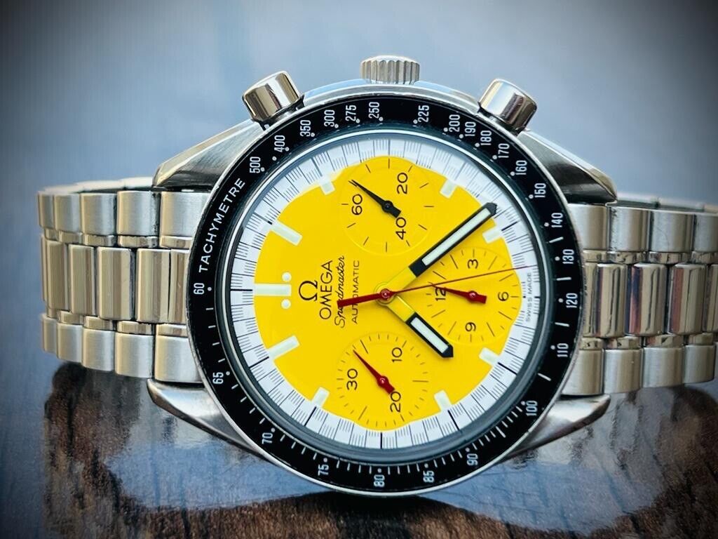 OMEGA Speedmaster Yellow Racing Michael Schumacher Watch 175.0032 Limited - Grab A Watch Co