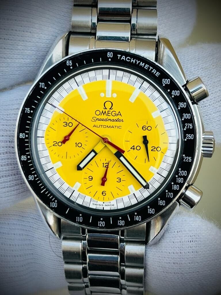 OMEGA Speedmaster Yellow Racing Michael Schumacher Watch 175.0032 Limited - Grab A Watch Co