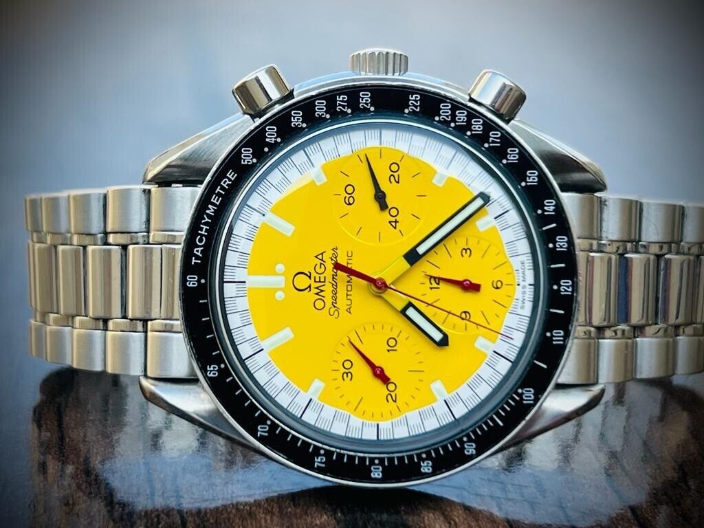 OMEGA Speedmaster Yellow Racing Michael Schumacher Watch 175.0032 Limited - Grab A Watch Co