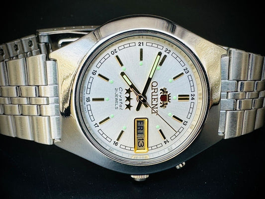 Orient 3 Star Crystal 21 Jewels white Dial Automatic Ref:469wB2-64, Japan, 36mm - Grab A Watch Co