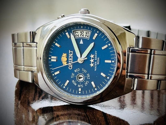 Orient 3 Star EM5L-CO-CA Blue Dial Perfect Mens Watch 37mm - Grab A Watch Co