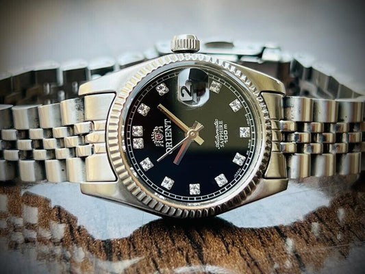 Orient President Black Diamond Dial Automatic Ladies Watch 100m Sapphire - Grab A Watch Co