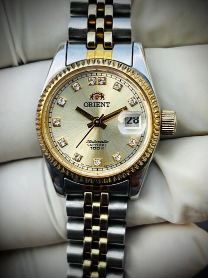 Orient President Champagne Diamond Dial Automatic Ladies Watch 100m, Perfect - Grab A Watch Co