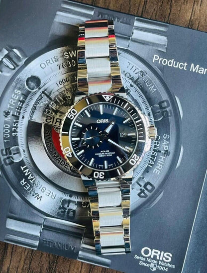 Oris Aquis 500m Blue Divers 46mm Sub Second Mens Watch RRP $3700 With Papers - Grab A Watch Co