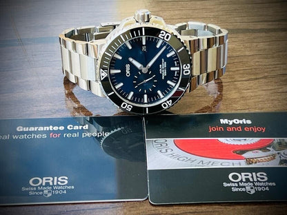 Oris Aquis 500m Blue Divers 46mm Sub Second Mens Watch RRP $3700 With Papers - Grab A Watch Co