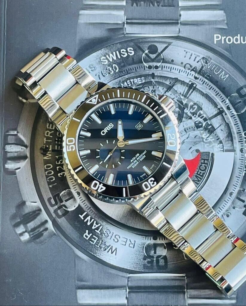 Oris Aquis 500m Blue Divers 46mm Sub Second Mens Watch RRP $3700 With Papers - Grab A Watch Co