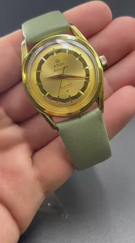 Vintage Titoni Airmaster Pie Pan Dial Manual Wind, Rare, Swiss Watch