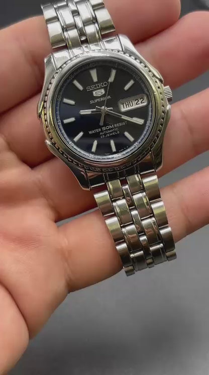 Seiko 5 Superior 50m 7s36-00v0 Automatic Blue Dial Mens Watch