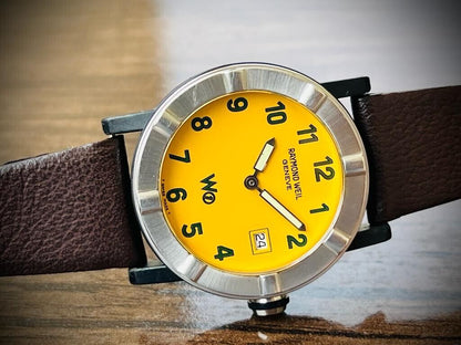 Raymond Weil Geneve W1 Yellow Dial Mens Watch 6000Swiss Made, Perfect - Grab A Watch Co