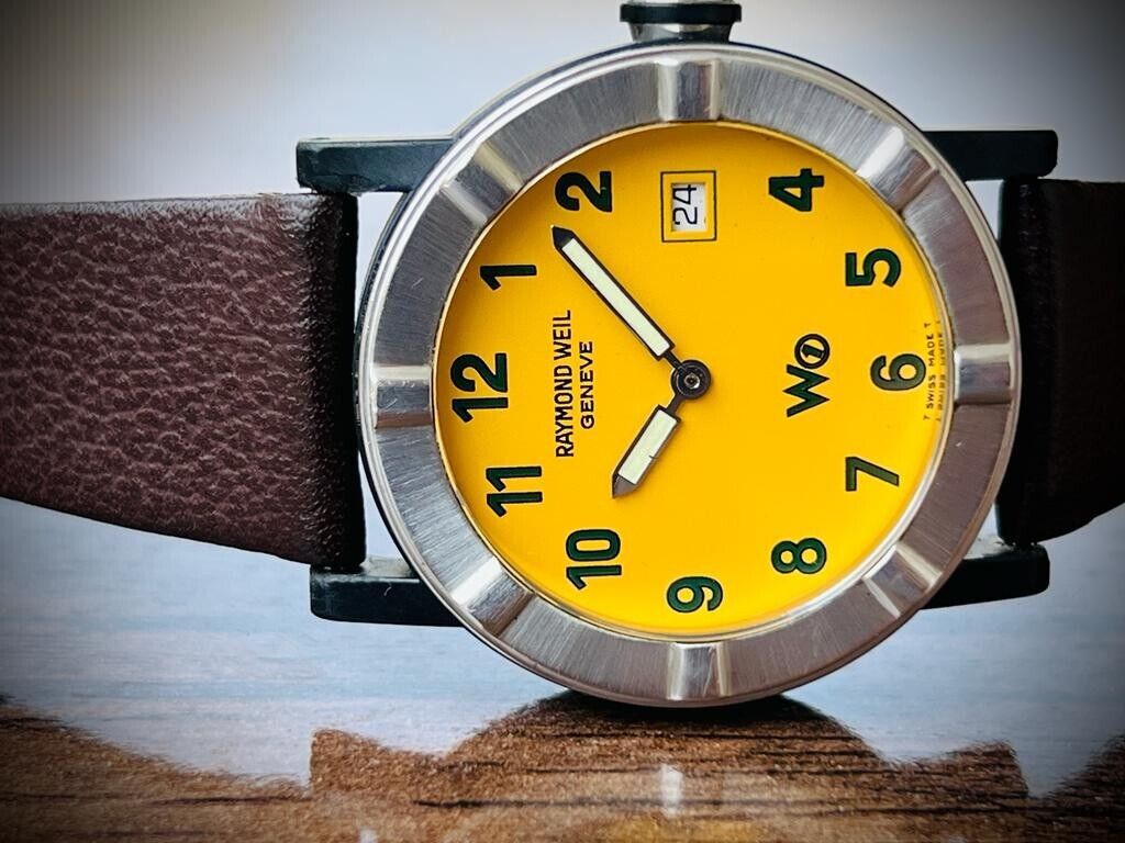 Raymond Weil Geneve W1 Yellow Dial Mens Watch 6000Swiss Made, Perfect - Grab A Watch Co