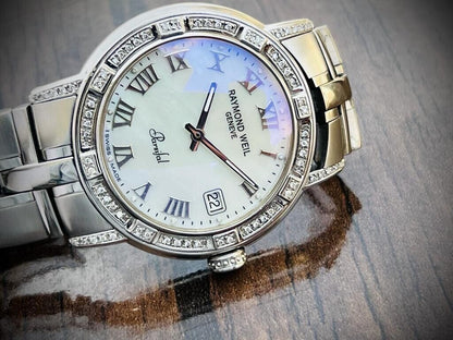 Raymond Weil Parsifal Mother Of Pearl Dial & Diamond Bezel 9541 38mm Mens Watch - Grab A Watch Co