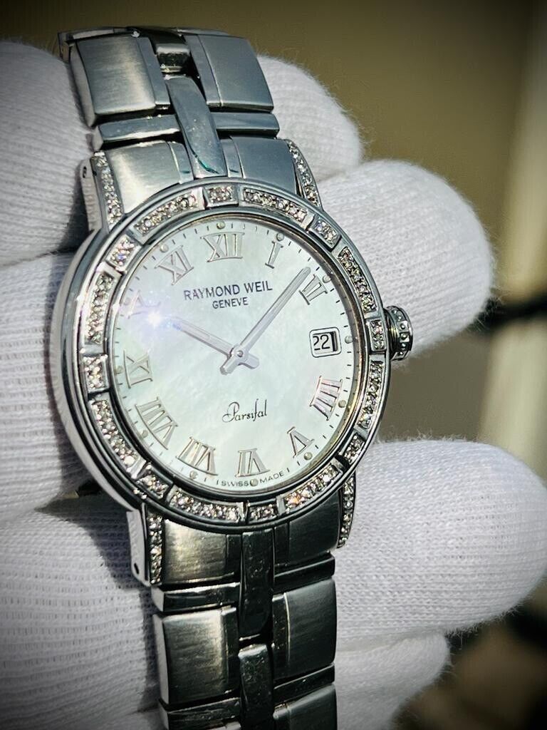 Raymond Weil Parsifal Mother Of Pearl Dial & Diamond Bezel 9541 38mm Mens Watch - Grab A Watch Co