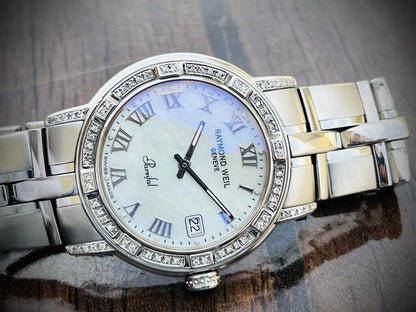 Raymond Weil Parsifal Mother Of Pearl Dial & Diamond Bezel 9541 38mm Mens Watch - Grab A Watch Co