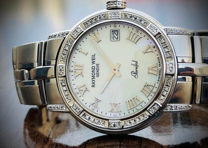 Raymond Weil Parsifal Mother Of Pearl Dial & Diamond Bezel 9541 38mm Mens Watch - Grab A Watch Co