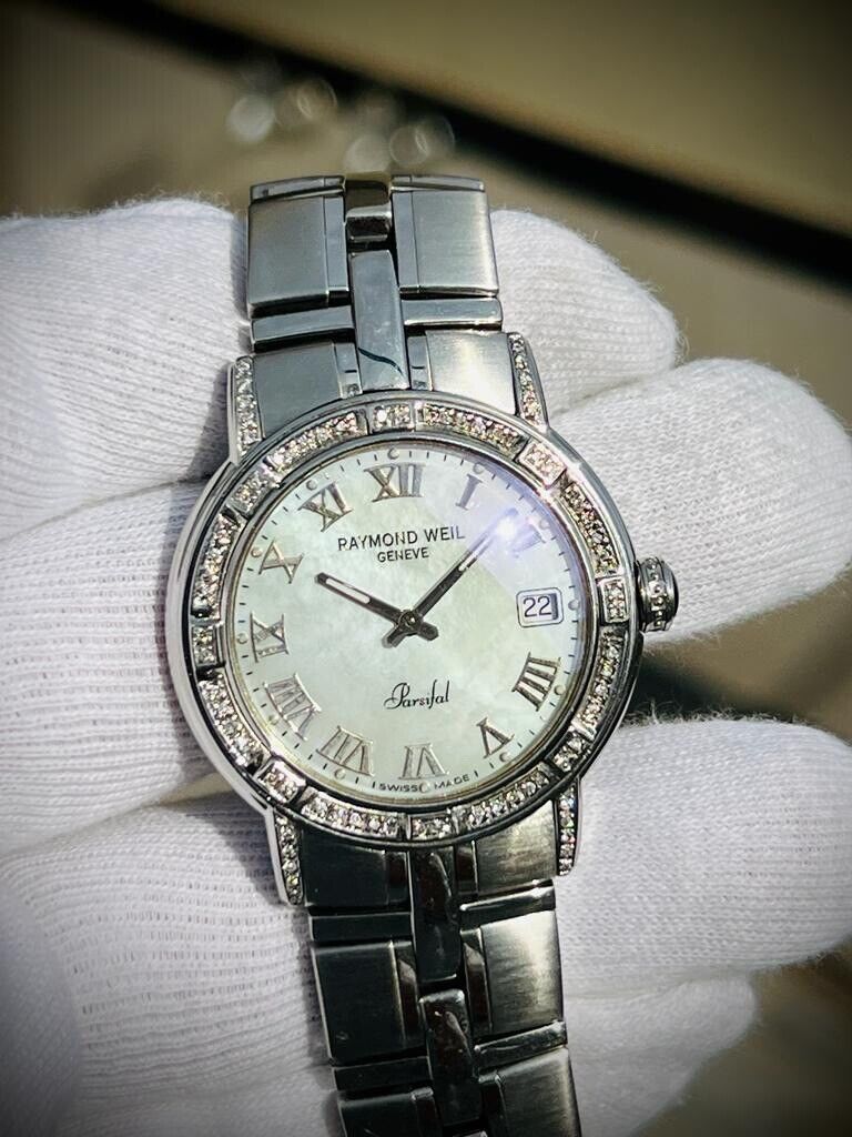 Raymond Weil Parsifal Mother Of Pearl Dial & Diamond Bezel 9541 38mm Mens Watch - Grab A Watch Co