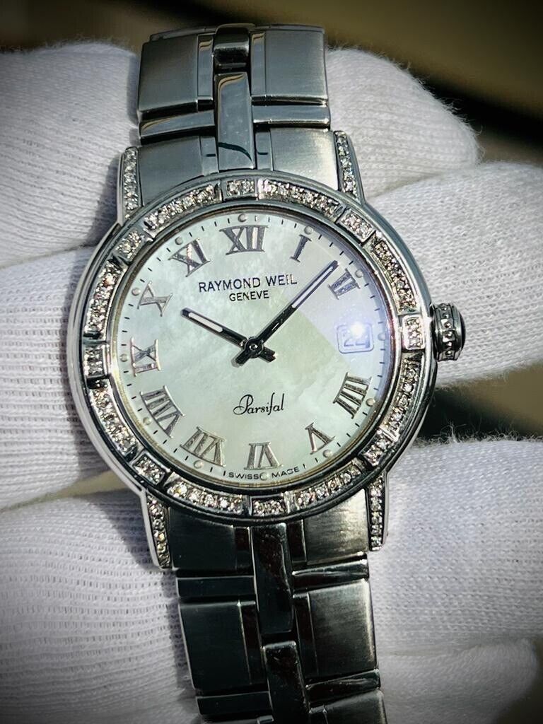 Raymond Weil Parsifal Mother Of Pearl Dial & Diamond Bezel 9541 38mm Mens Watch - Grab A Watch Co