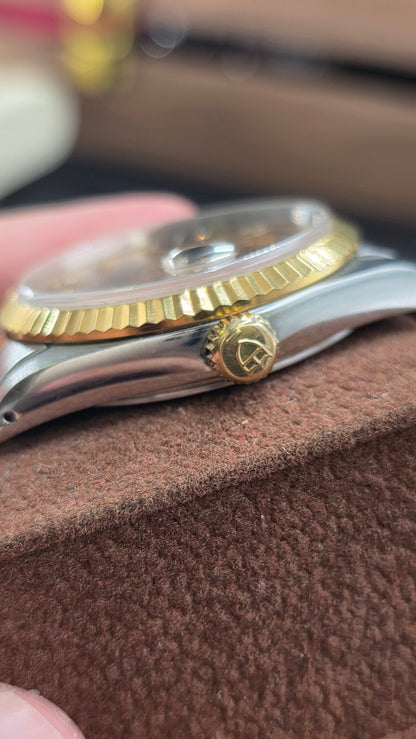 Tudor Prince Day Date Gold Diamond Dial 36mm Fluted Bezel Mens Watch