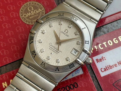 Omega Constellation 35mm Computer Print Diamond Dial 50 Year Watch, All Cards