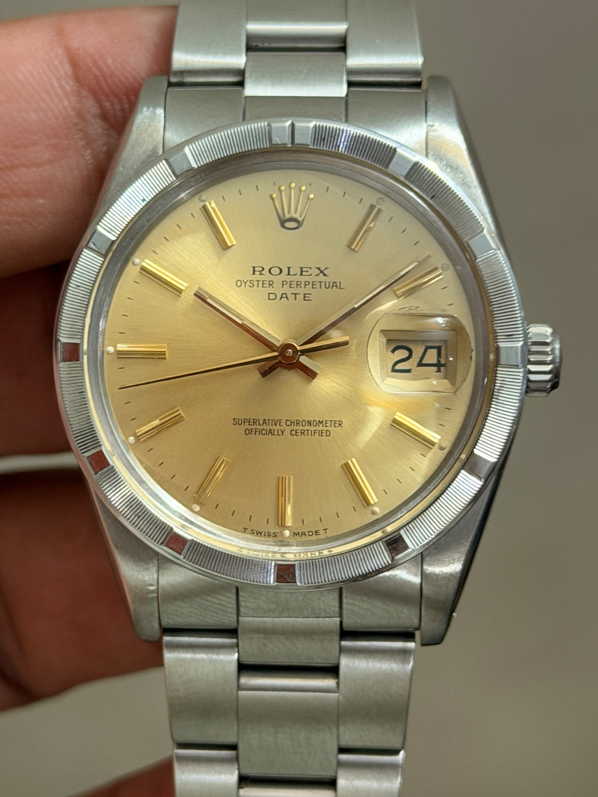 Vintage Rolex 15010 Automatic 34mm Champagne Dial Mens Watch + Box
