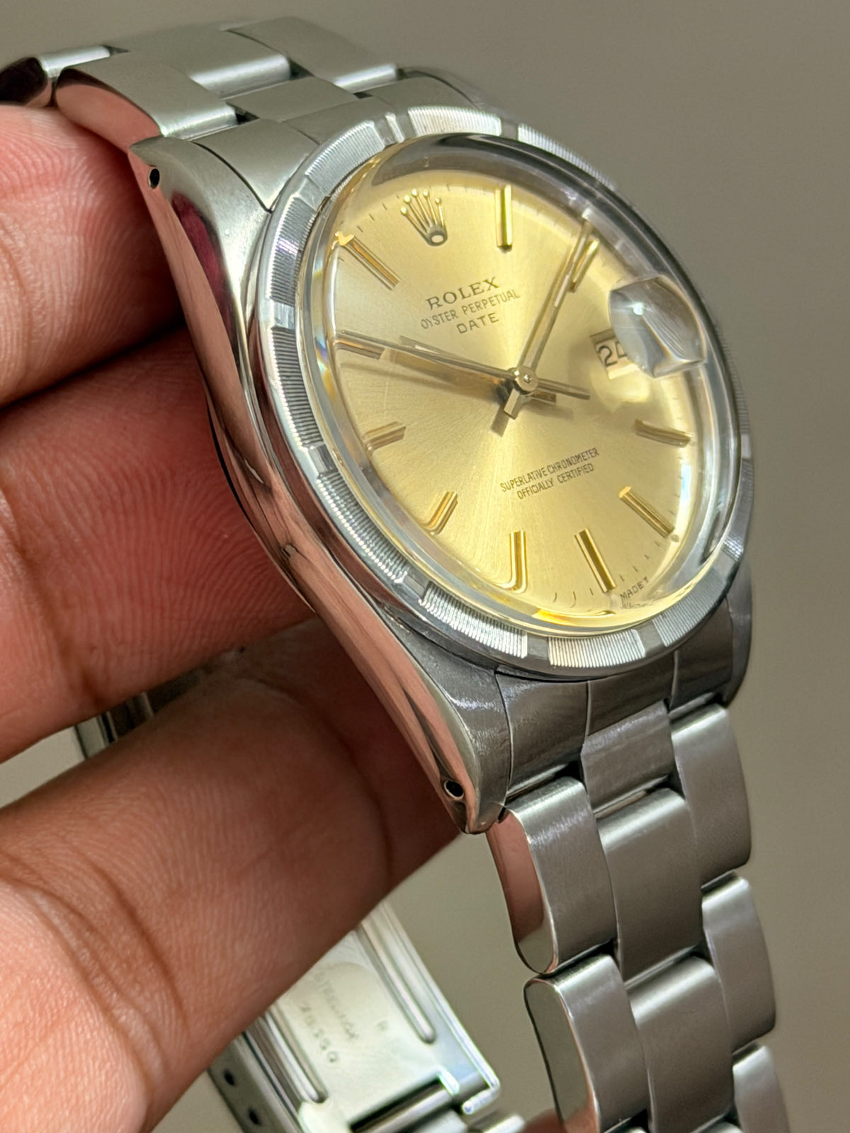 Vintage Rolex 15010 Automatic 34mm Champagne Dial Mens Watch + Box