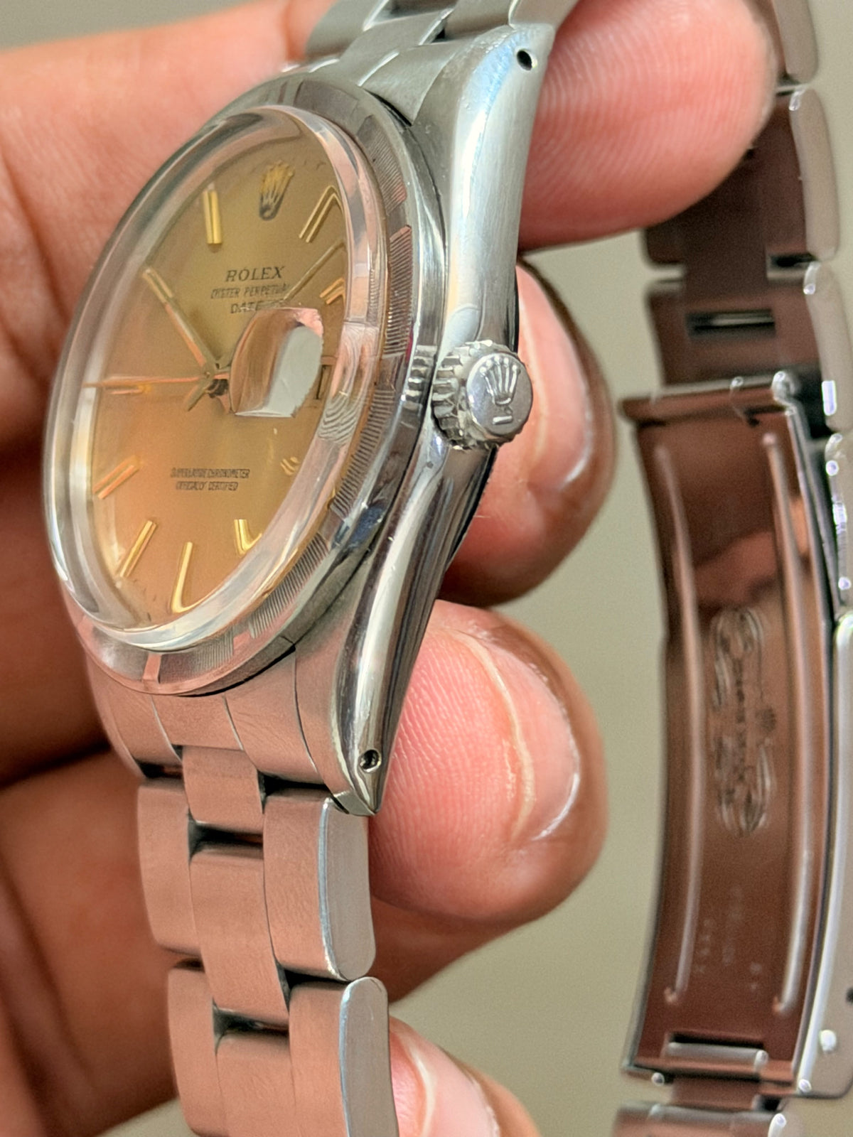 Vintage Rolex 15010 Automatic 34mm Champagne Dial Mens Watch + Box