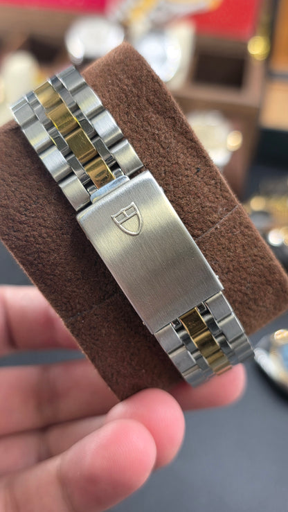 Vintage Tudor Prince Date Linen 34mm Linen Diamond Dial Automatic Mens Watch G/P