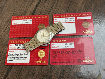 Omega Constellation 35mm Computer Print Diamond Dial 50 Year Watch, All Cards